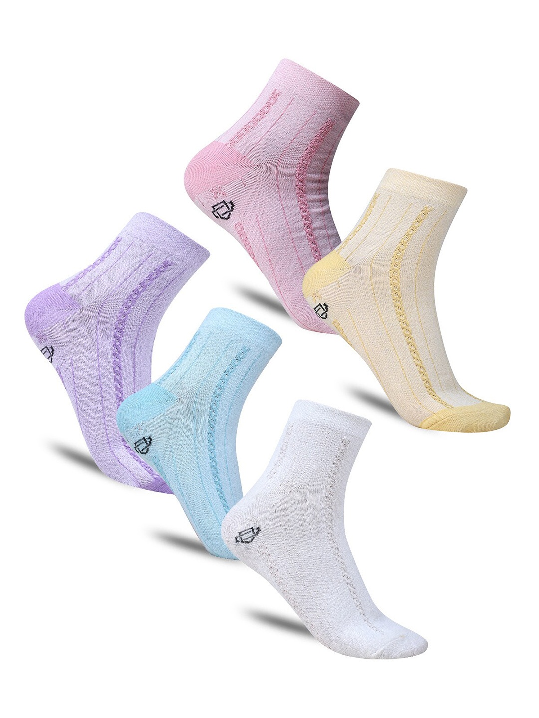 

Dollar Socks Pack Of 5 Patterned Cotton Ankle-Length Socks, Purple