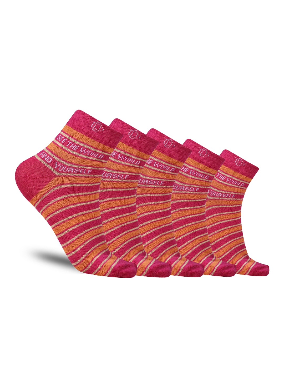 

Dollar Socks Men Pack Of 5 Striped Above Ankle-Length Cotton Socks, Maroon