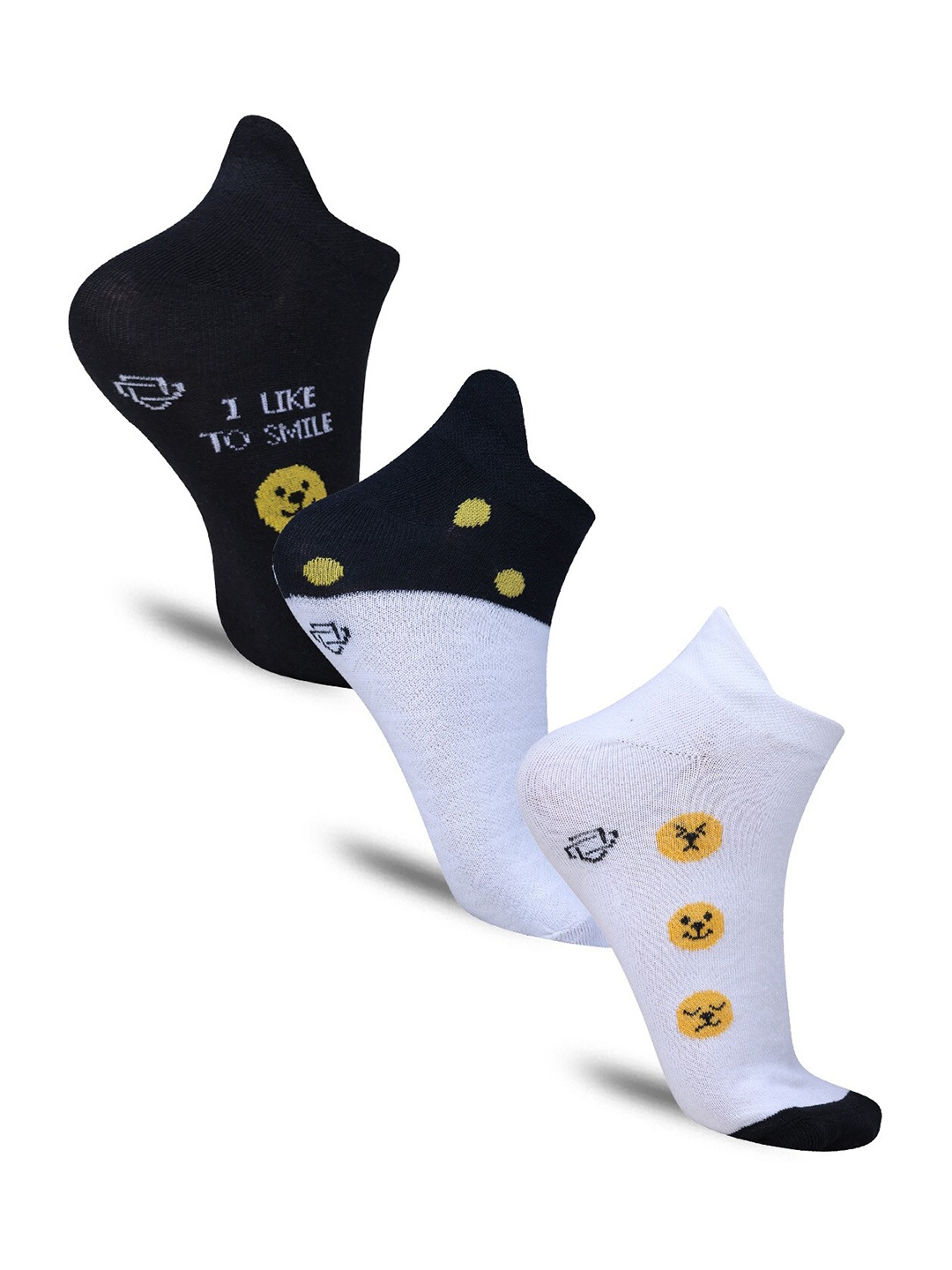 

Dollar Socks Men Pack Of 3 Patterned Cotton Ankle-Length Socks, Black