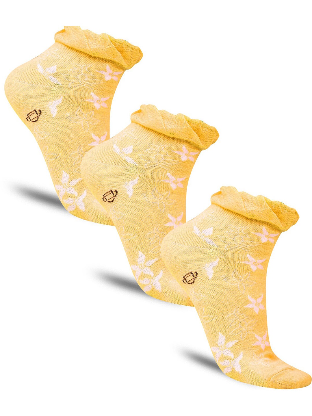 

Dollar Socks Men Pack Of 3 Patterned Above Ankle-Length Cotton Socks, Yellow