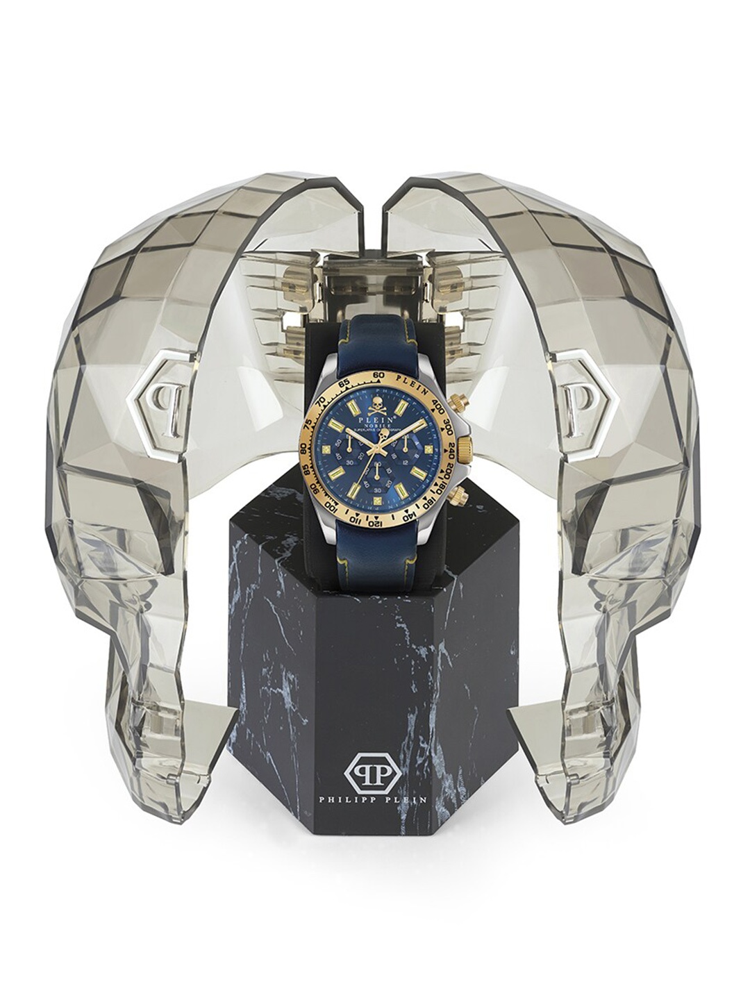 

PHILIPP PLEIN Men Textured Leather Straps Analogue Watch PWCAA0121, Blue