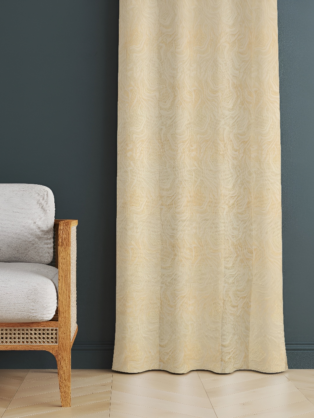 

EISMOURAH Beige Room Darkening Jute Silk Long Door Curtain