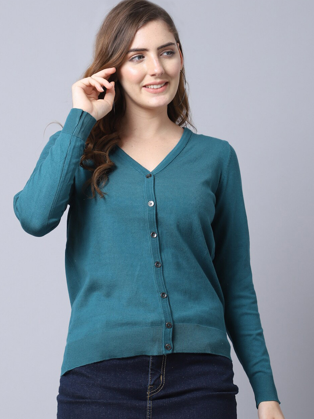 

GRACIT V-Neck Cardigan Sweater, Blue