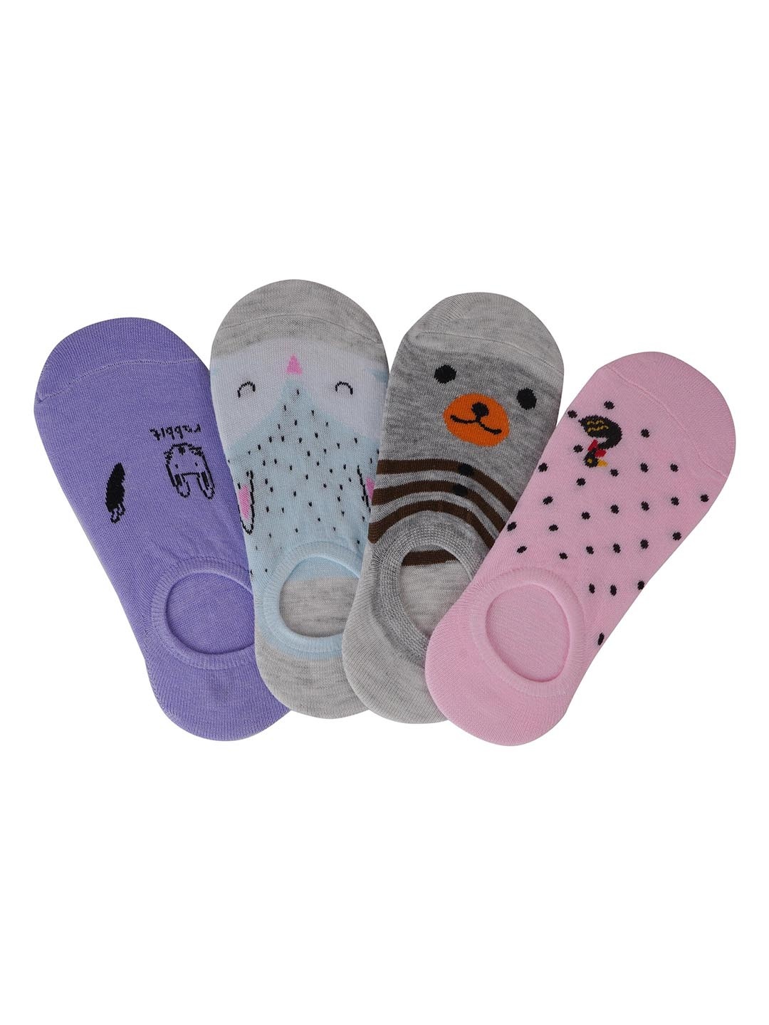 

BAESD Women Pack Of 4 Patterned Shoe-Liner Socks, Blue