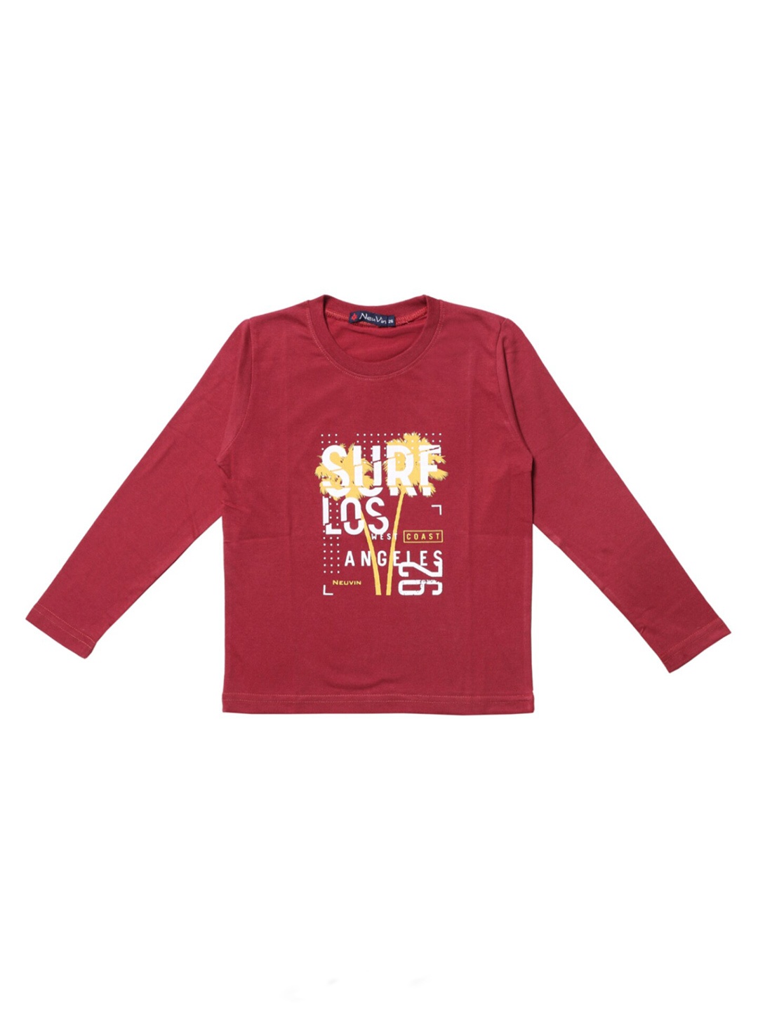 

BAESD Boys Typography Printed Cotton T-shirt, Maroon
