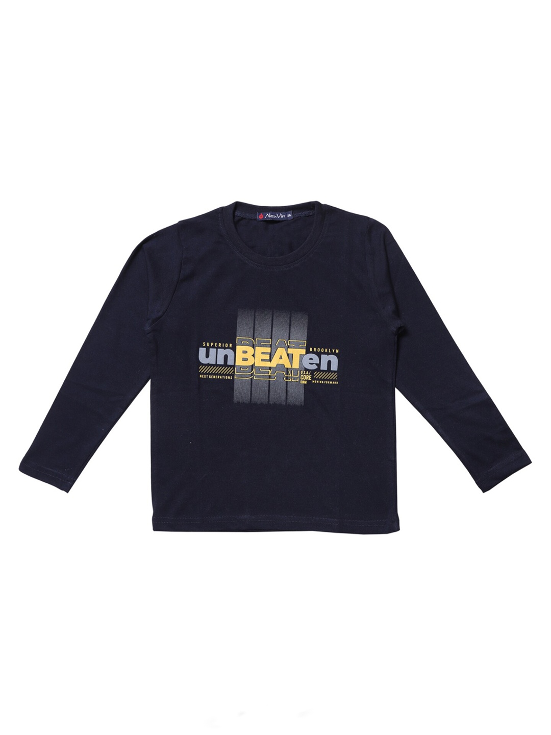 

BAESD Boys Typography Printed Cotton T-shirt, Navy blue