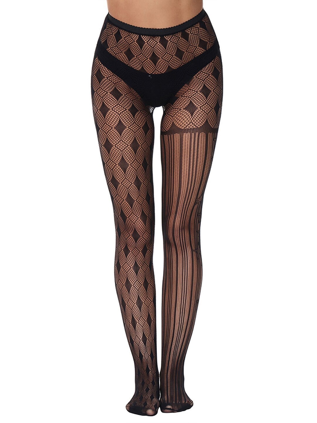 

Krelin Self Design Sheer Stretchable Stockings, Black