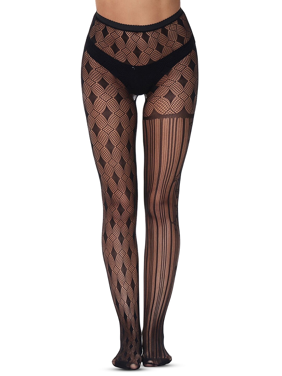 

VAGHBHATT Thigh-High Sheered Stockings, Black