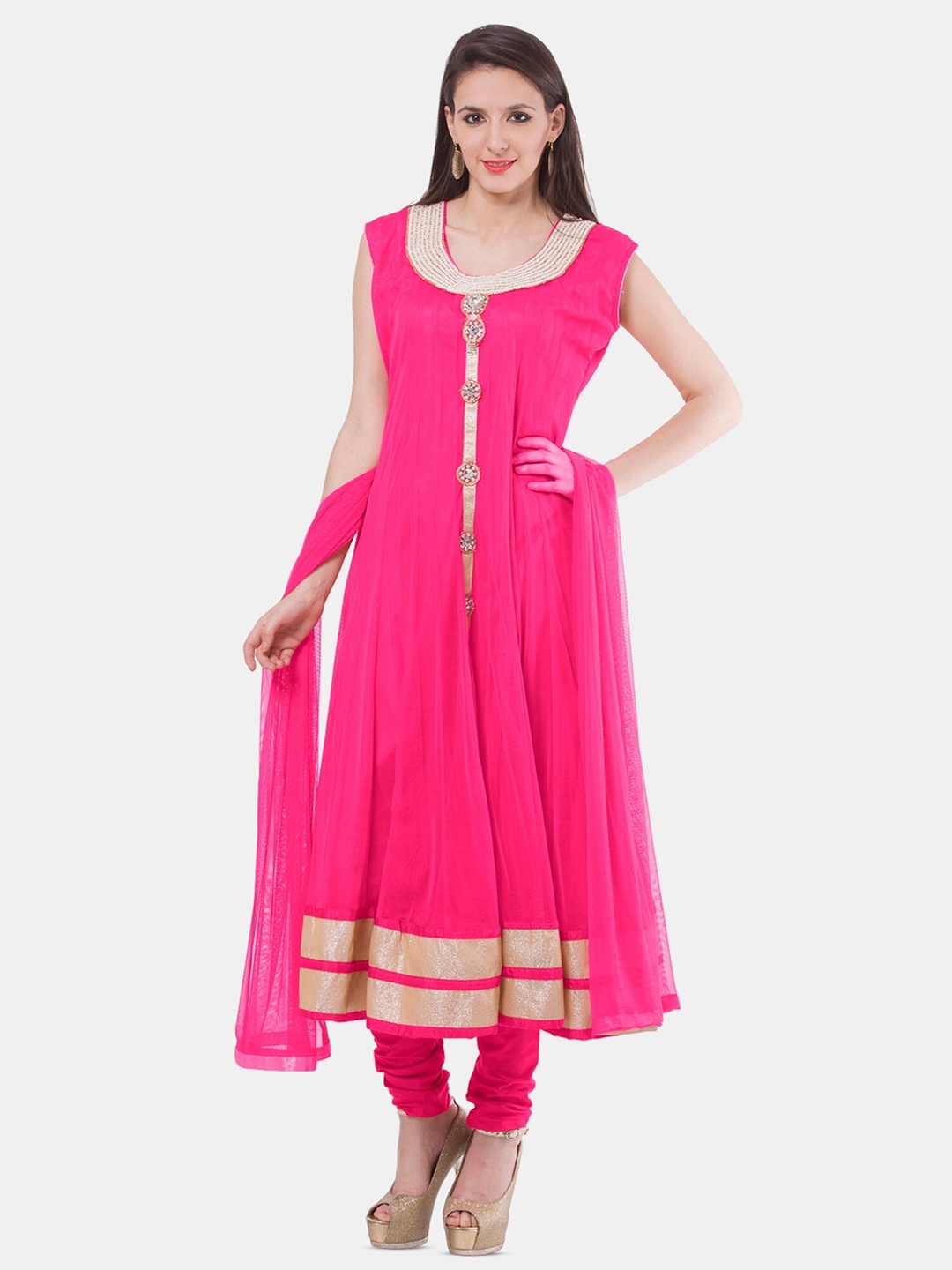 

Fasense Ethnic Anarkali Kurta With Churidar & Dupatta, Rose