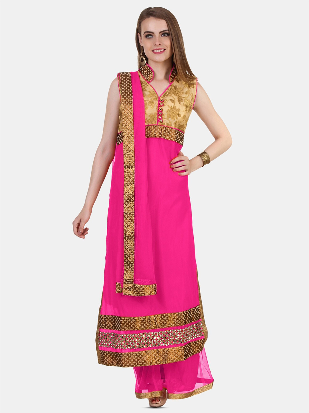 

Fasense Ethnic Straight Kurta With Churidar & Dupatta, Pink