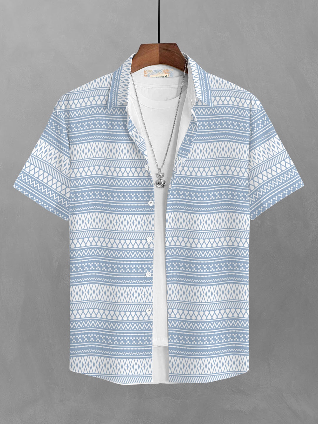 

BULLMER Men Straight Printed Cotton Casual Shirt, Navy blue