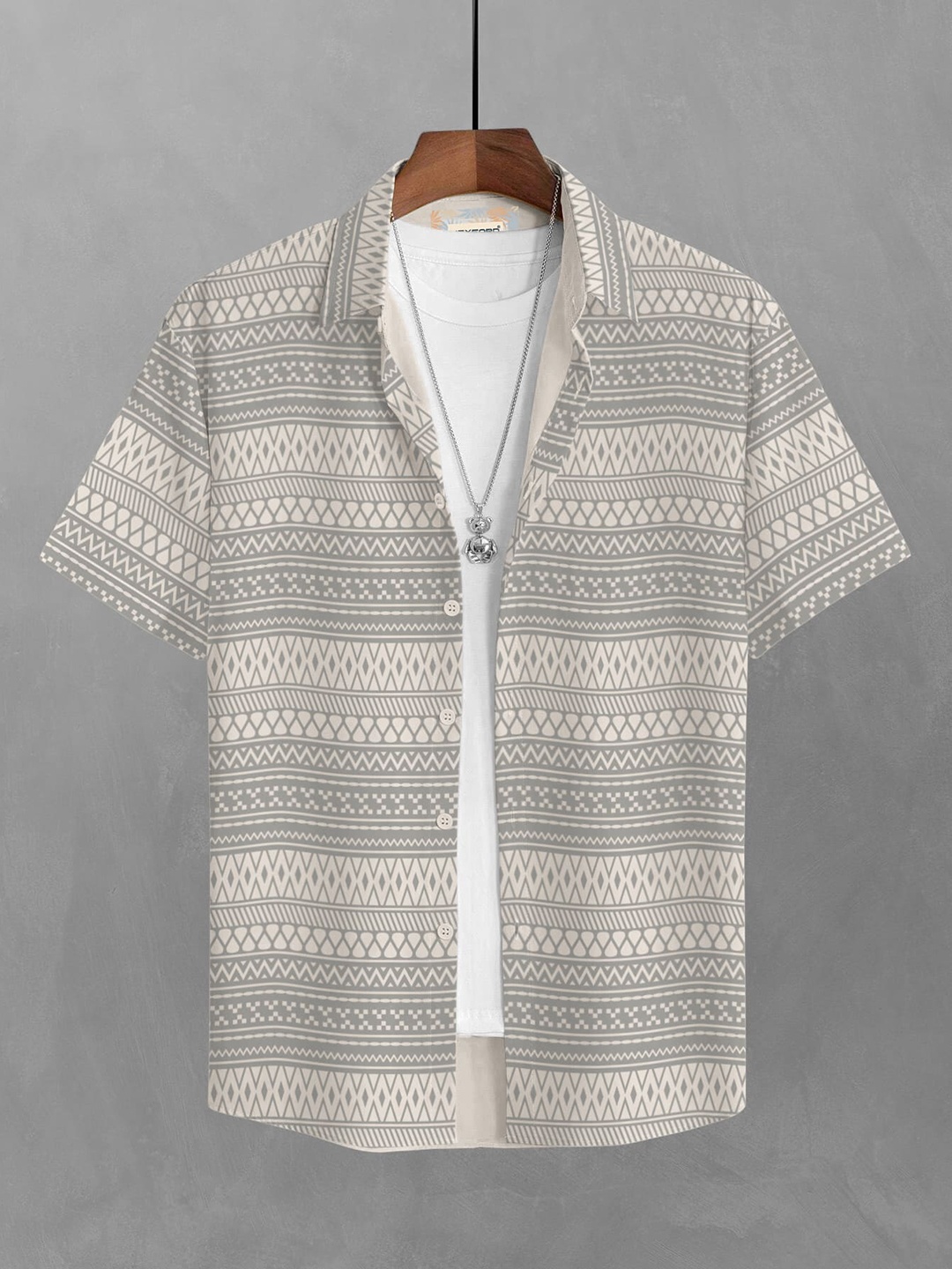 

BULLMER Men Straight Printed Cotton Casual Shirt, Beige