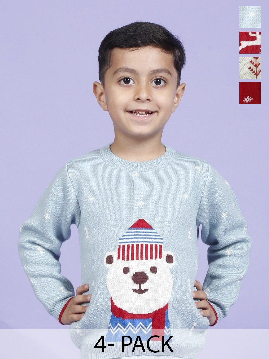 

Greendeer Kids Self Designed Skin Friendly Pure Cotton Sweaters With Trousers, Red