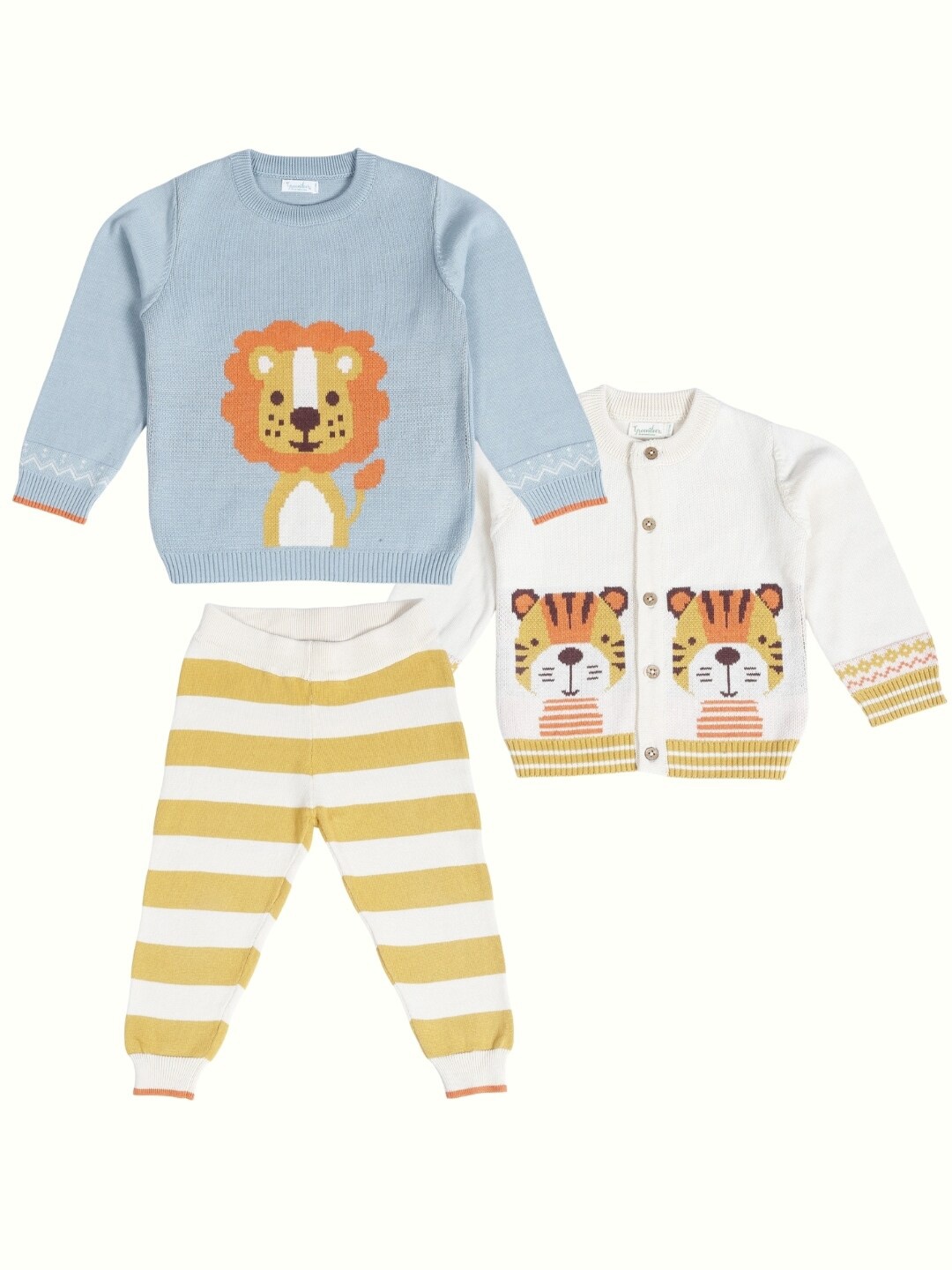 

Greendeer Kids Self Designed Skin Friendly Pure Cotton Sweaters With Trousers, White