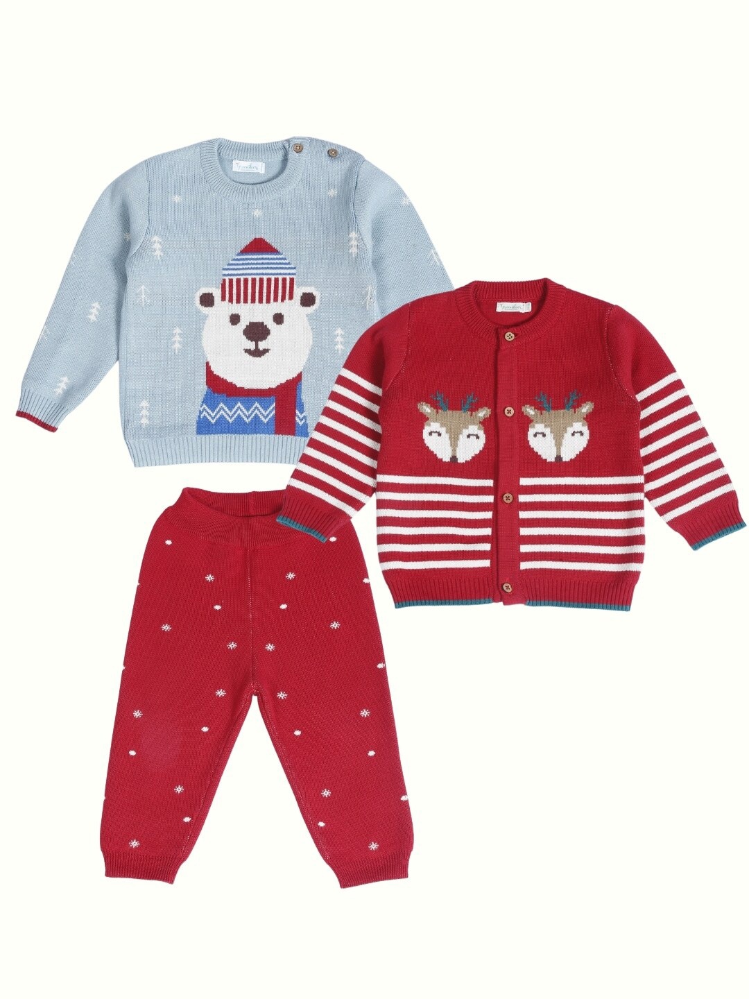 

Greendeer Kids Pack Of 3 Self Design Pure Cotton Clothing Set, Red