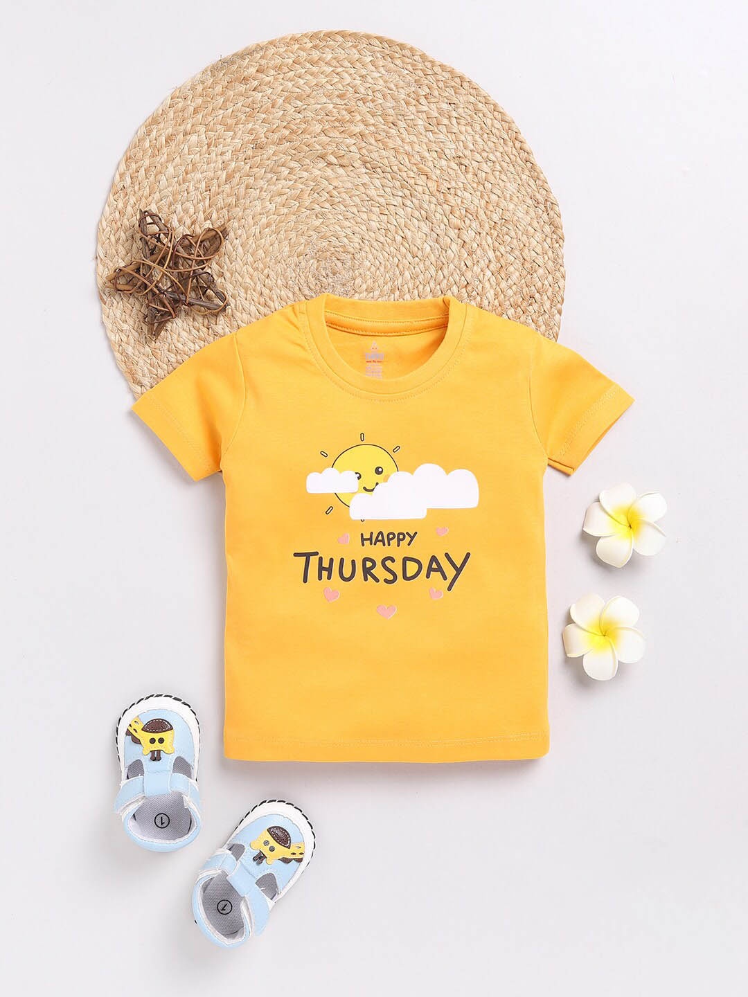 

Moms Love Infant Kids Graphic Printed Cotton T-shirt, Mustard