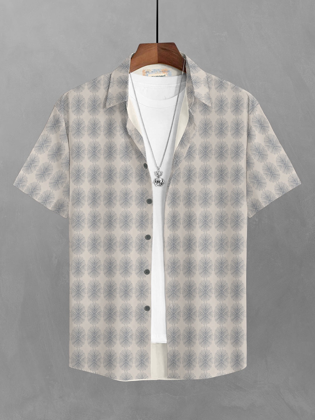 

BULLMER Men Cream-Coloured Straight Printed Casual Shirt