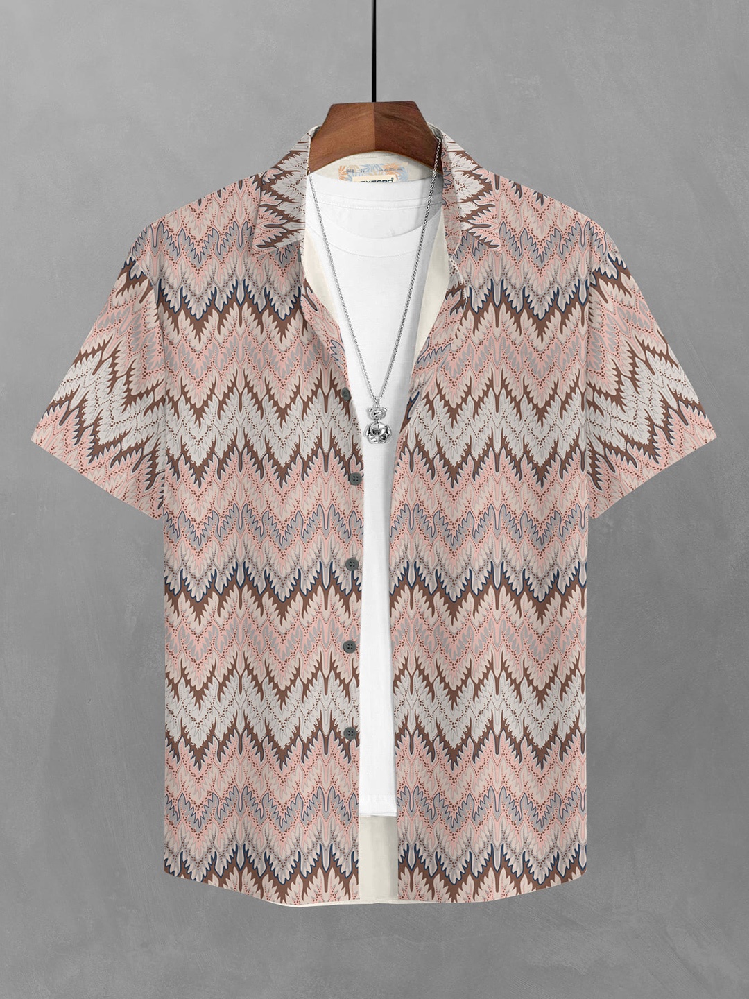 

BULLMER Men Pink Straight Printed Casual Shirt