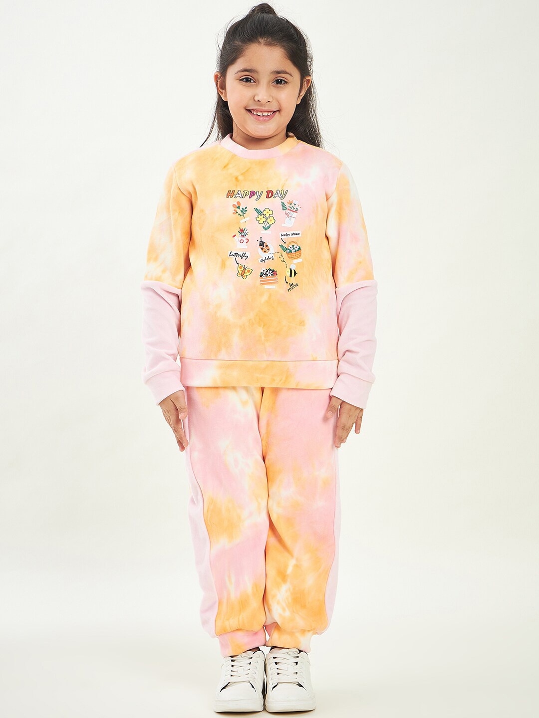 

Stylo Bug Girls Tie & Dyed T-Shirt & Trousers, Pink