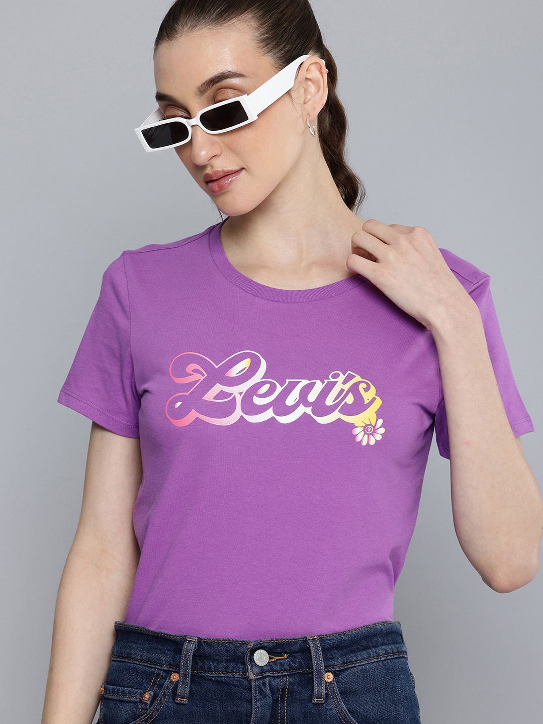 

Levis Brand Logo Printed Pure Cotton T-shirt, Purple