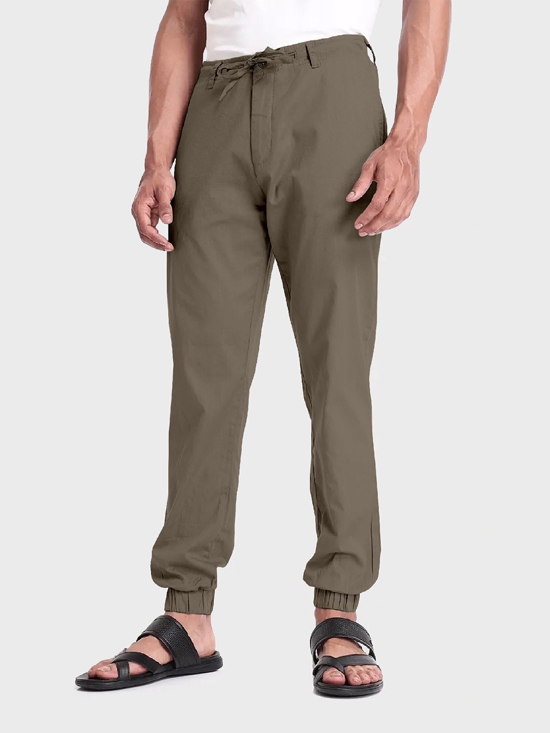 

FTX Men Pure Cotton Mid-Rise Joggers, Khaki