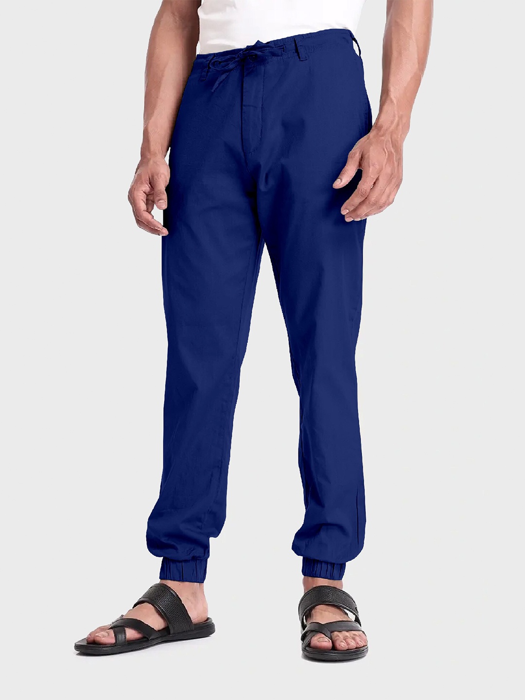 

FTX Men Pure Cotton Mid-Rise Joggers, Blue