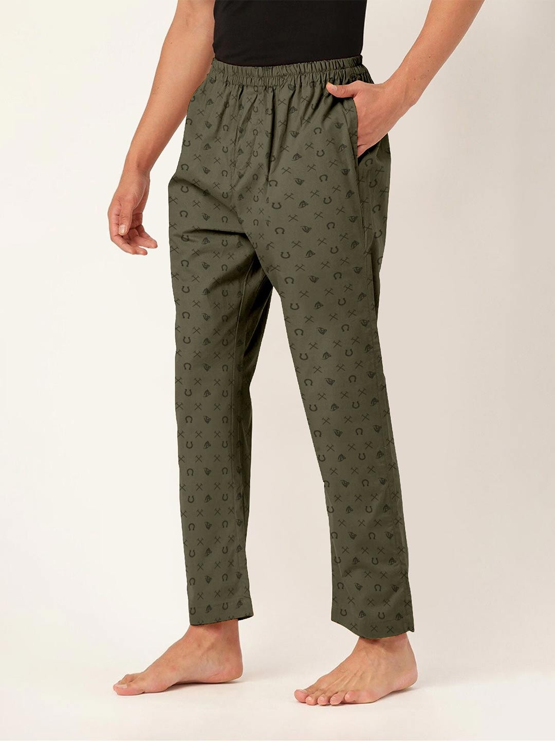 

FTX Printed Cotton Mid-Rise Lounge Pant, Olive