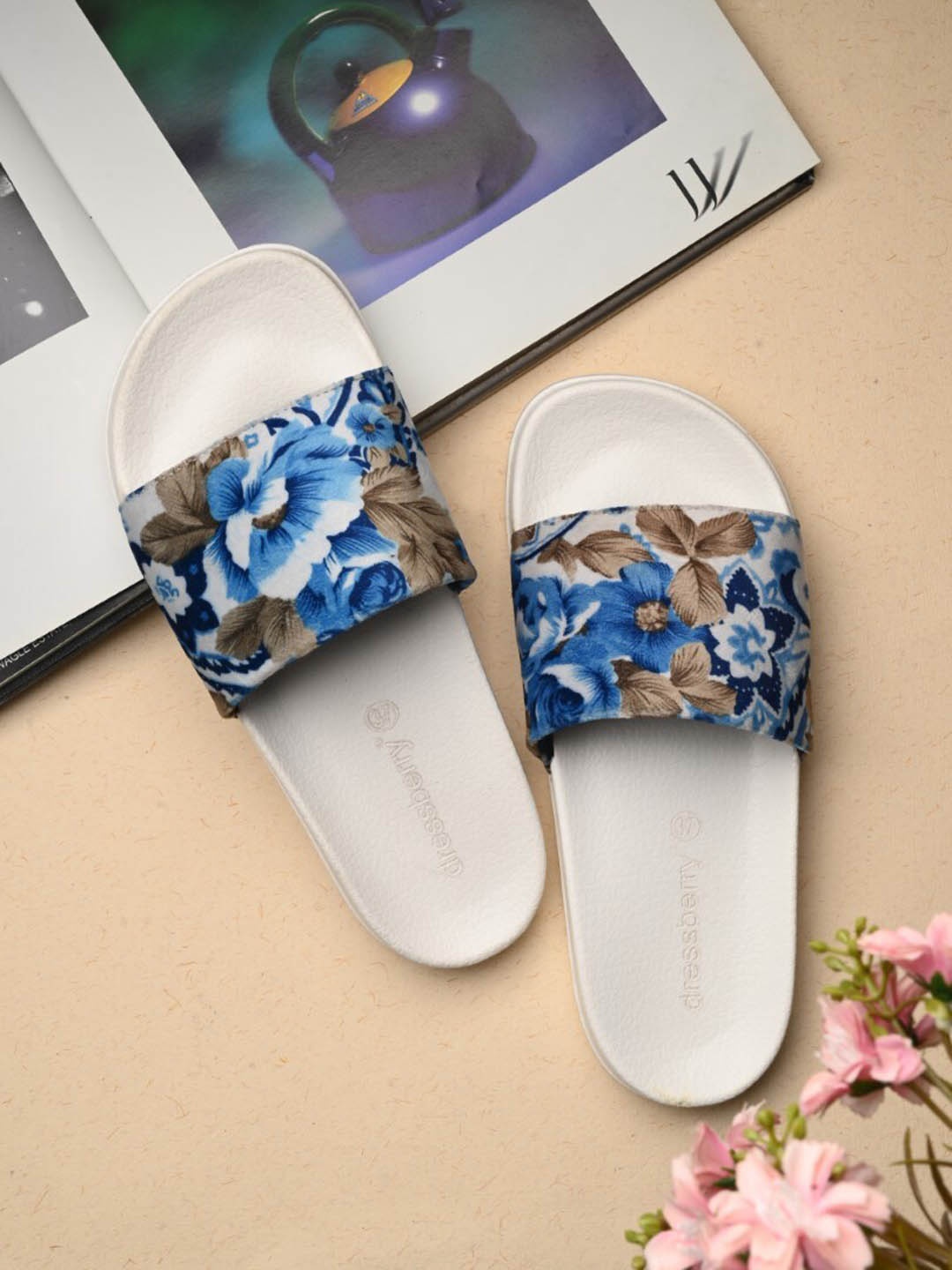 

DressBerry Women Printed Sliders, White