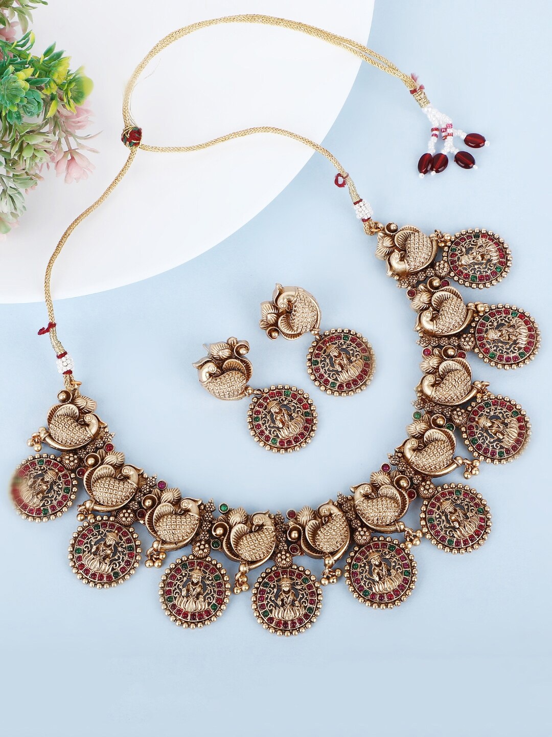 

House of Pataudi 22KT Gold-Plated Kundan Stone Studded Jewellery Set