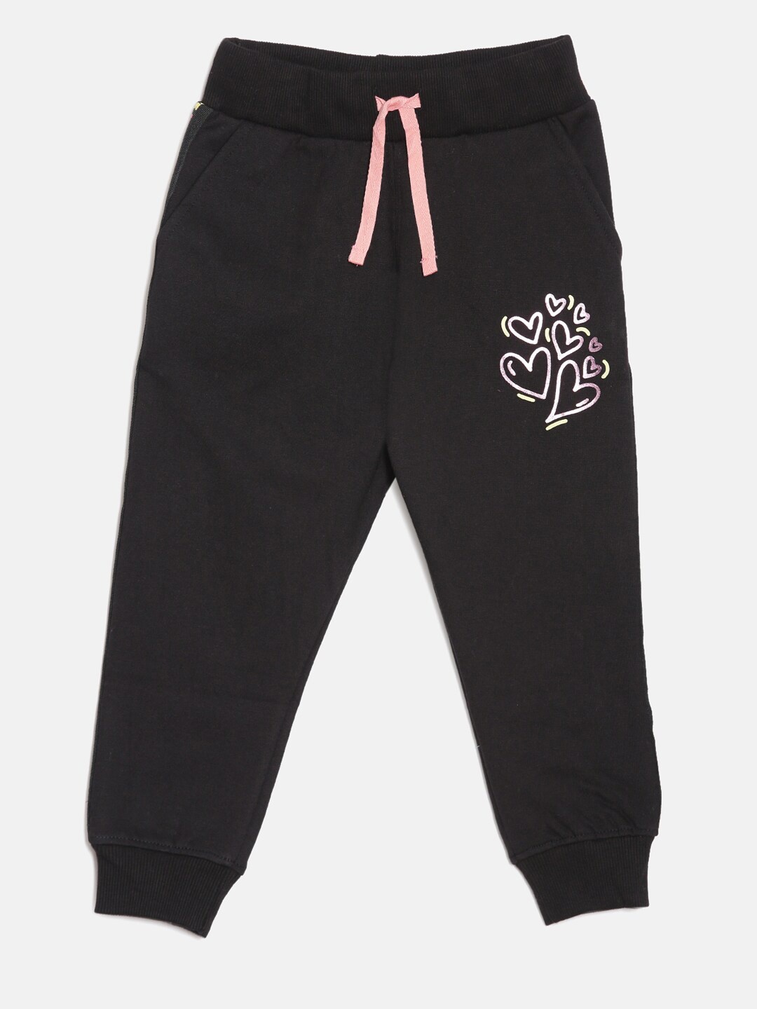 

DIXCY SCOTT Slimz Girls Printed Mid-Rise Joggers, Black