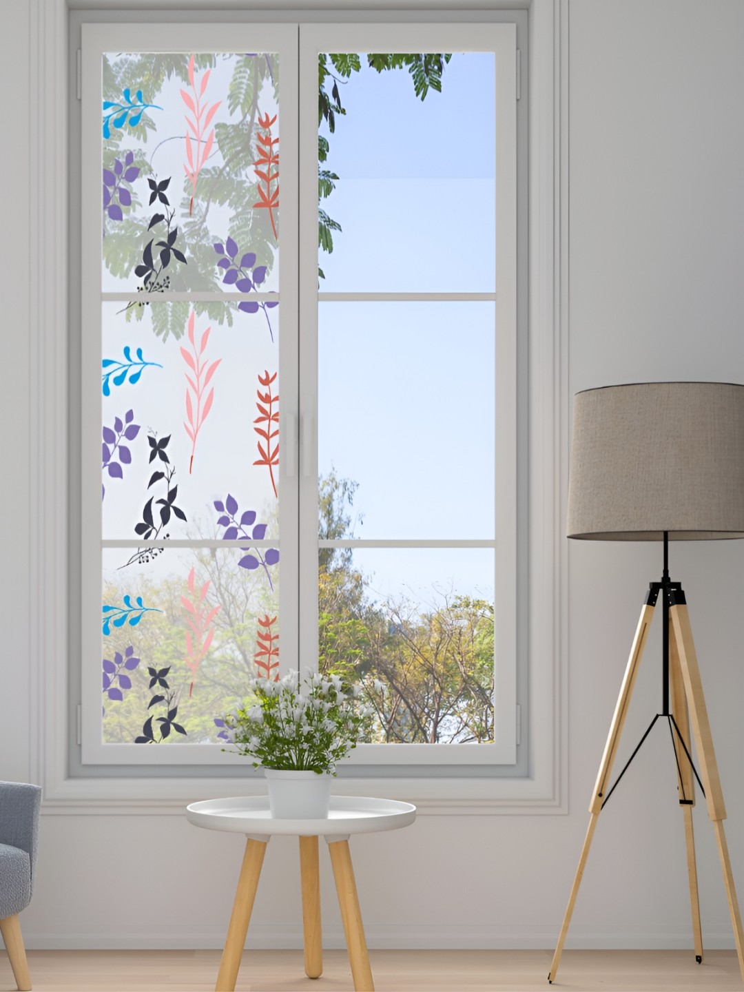 

CVANU Blue & Purple Floral Self Adhesive & Waterproof Window Sticker
