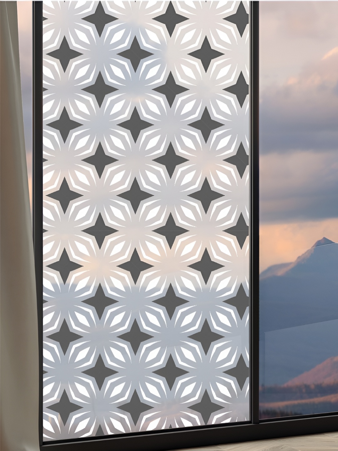 

CVANU White & Grey Geometric Self-adhesive & Waterproof Window Film Decals & Stickers