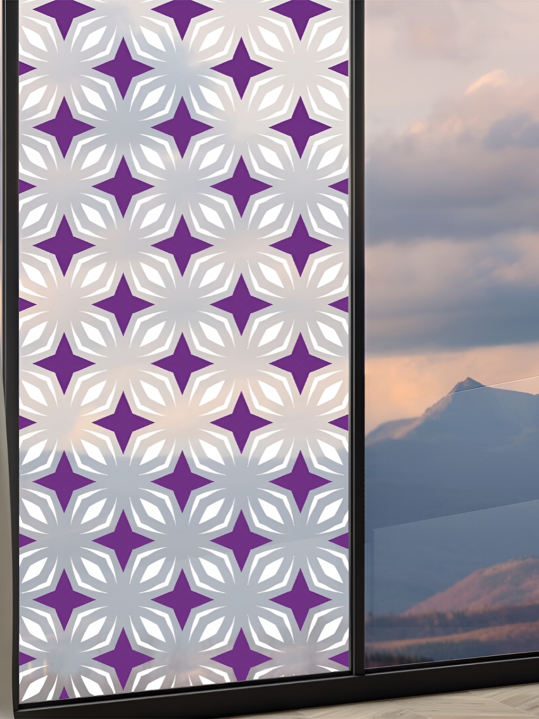 

CVANU Violet & White Geometric Self Adhesive & Waterproof Window Sticker