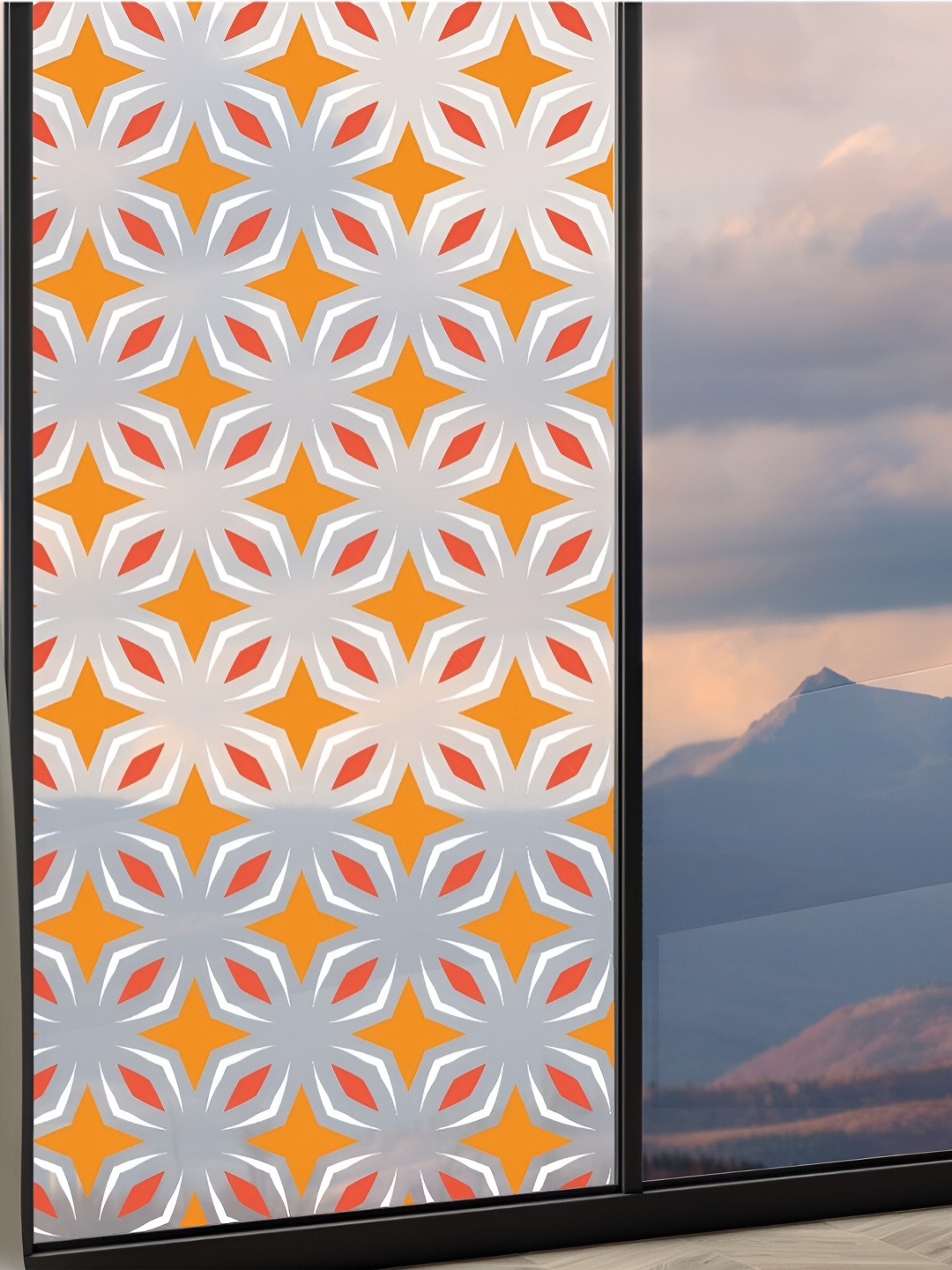 

CVANU Orange & Red Geometric Self Adhesive Window Sticker