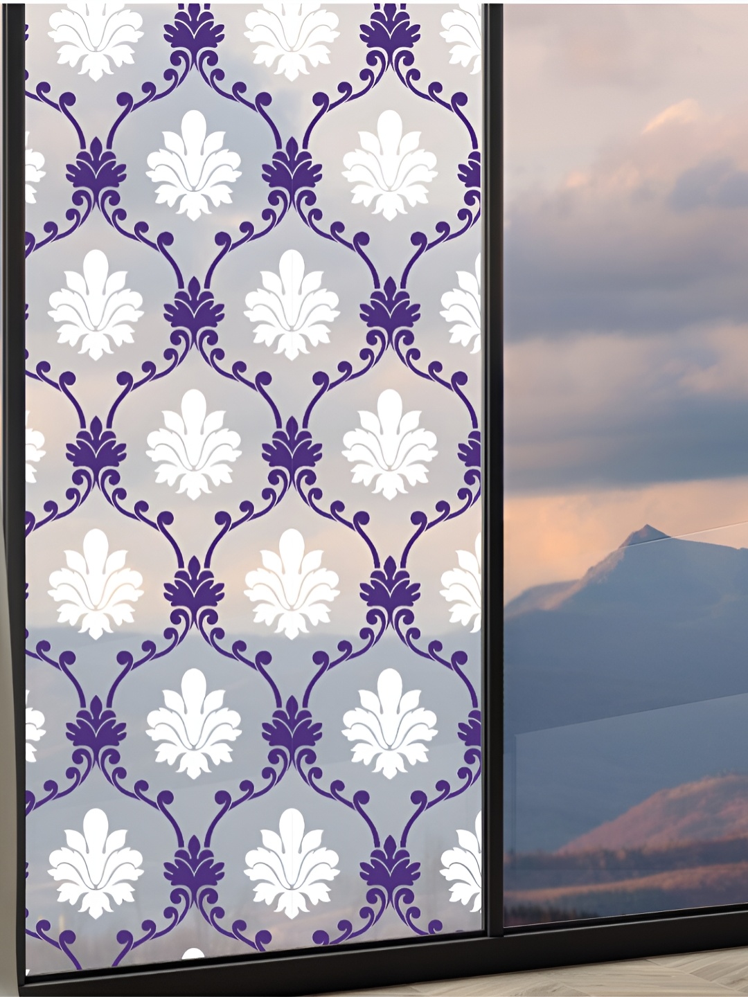 

CVANU Violet & White Floral Printed Self Adhesive Window Sticker