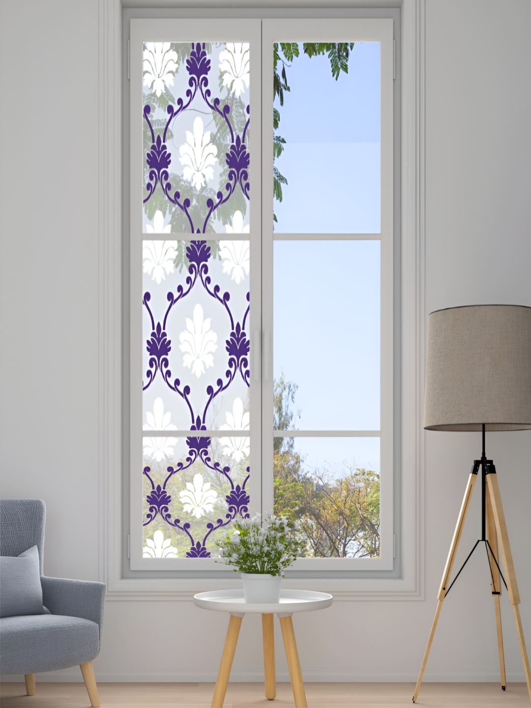 

CVANU Transparent & Purple Printed Self-Adhesive Window Film Decals & Stickers