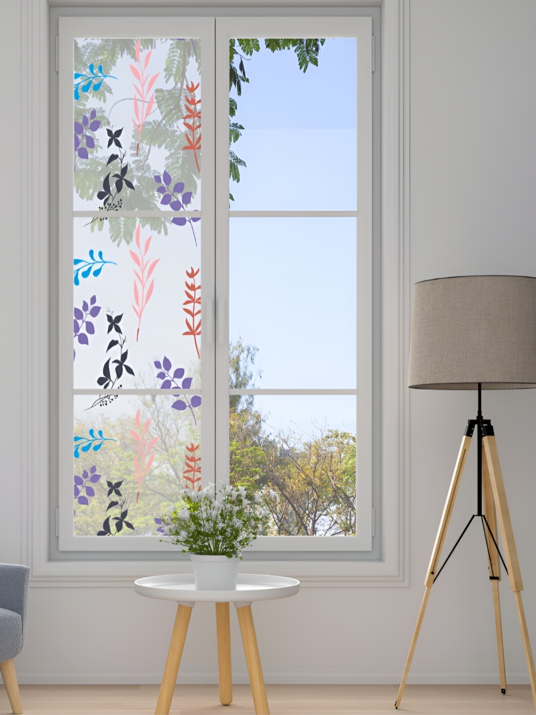 

CVANU Blue & Violet Floral Self Adhesive & Waterproof Window Film Sticker