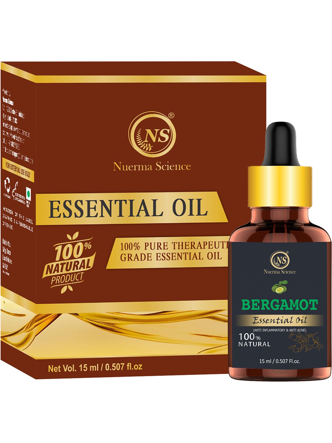 

Nuerma Science Bergamot Essential Oil - 15ml, Brown