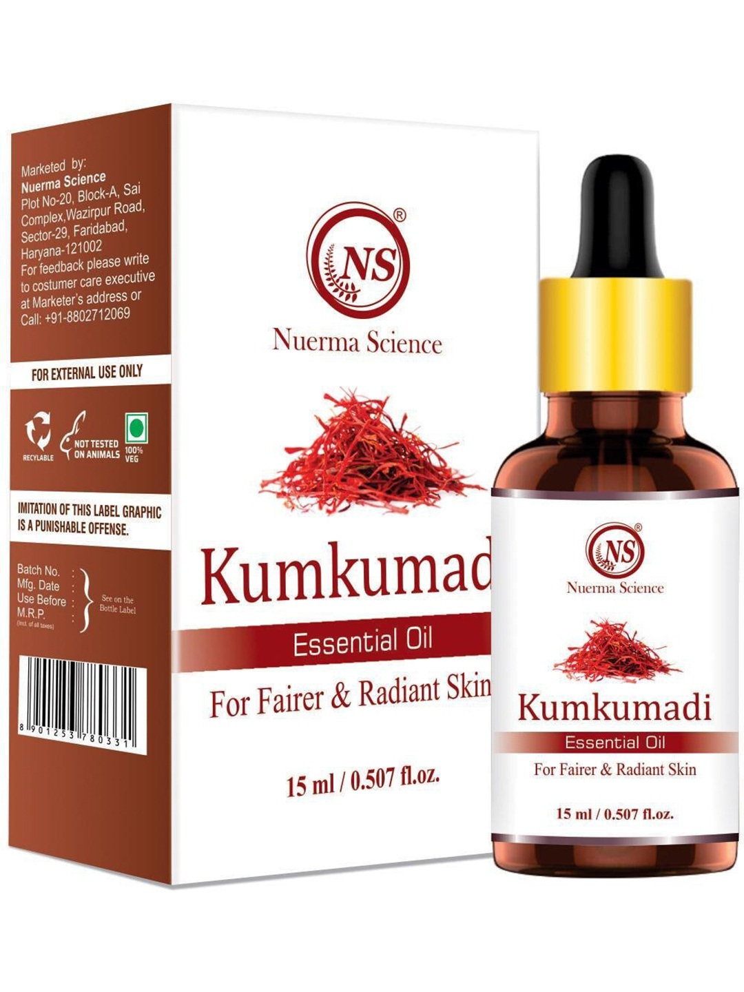 

Nuerma Science Kumkumadi Natural Essential Oil - 15 ml, White