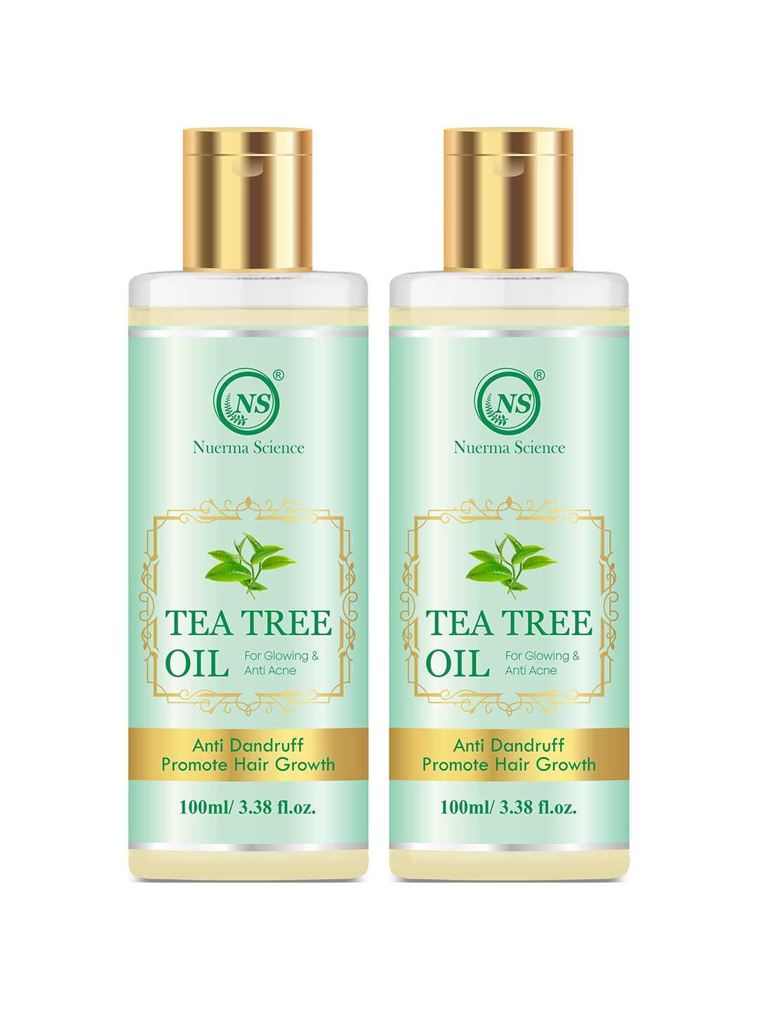 

Nuerma Science 2-Pcs Tea Tree Oil For Anti-Dandruff & Hair Growth - 100ml Each, Green