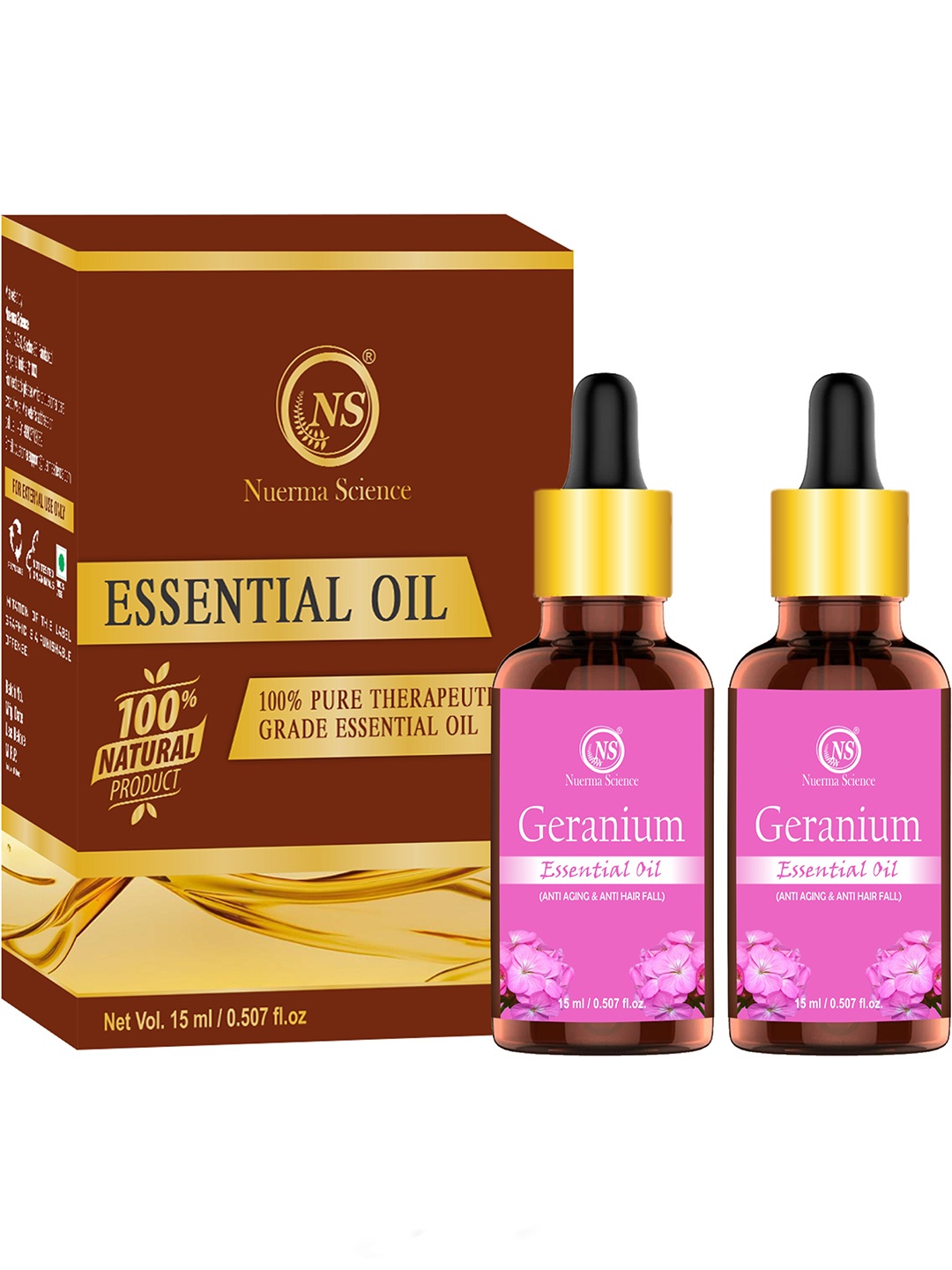 

Nuerma Science 2-Pcs Geranium Essential Oil - 15ml Each, Pink