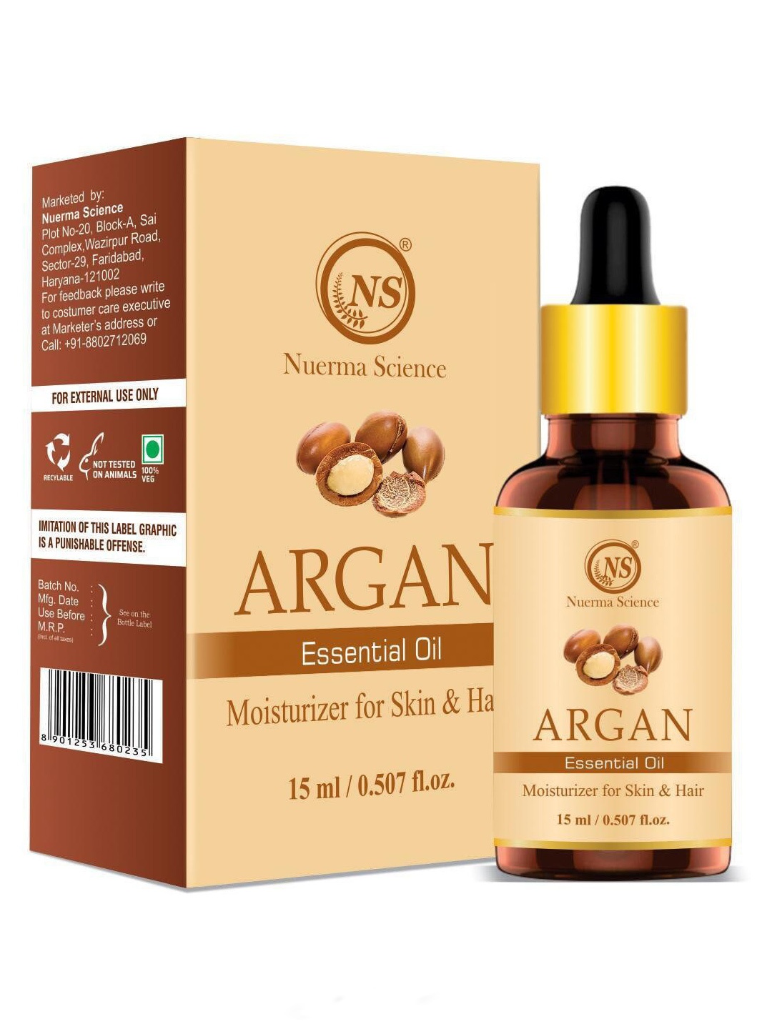

Nuerma Science Argan Essential Oil for Skin & Hair - 15ml, Beige