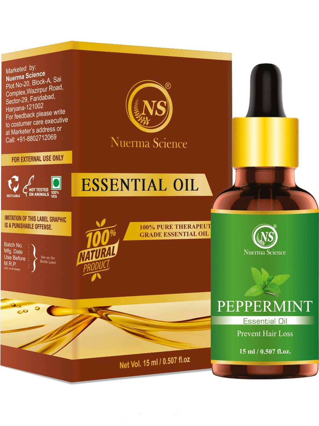 

Nuerma Science Peppermint Essential Oil - 15ml, Green