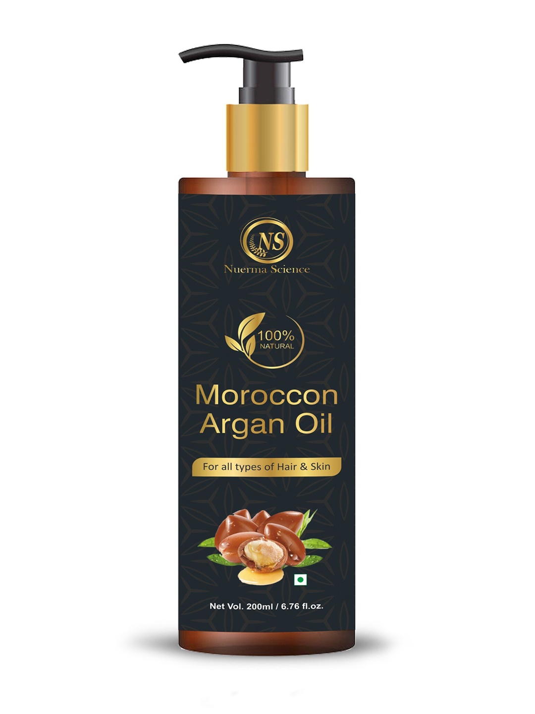 

Nuerma Science Moroccan Argan Oil For Hair & Skin - 200ml, Black