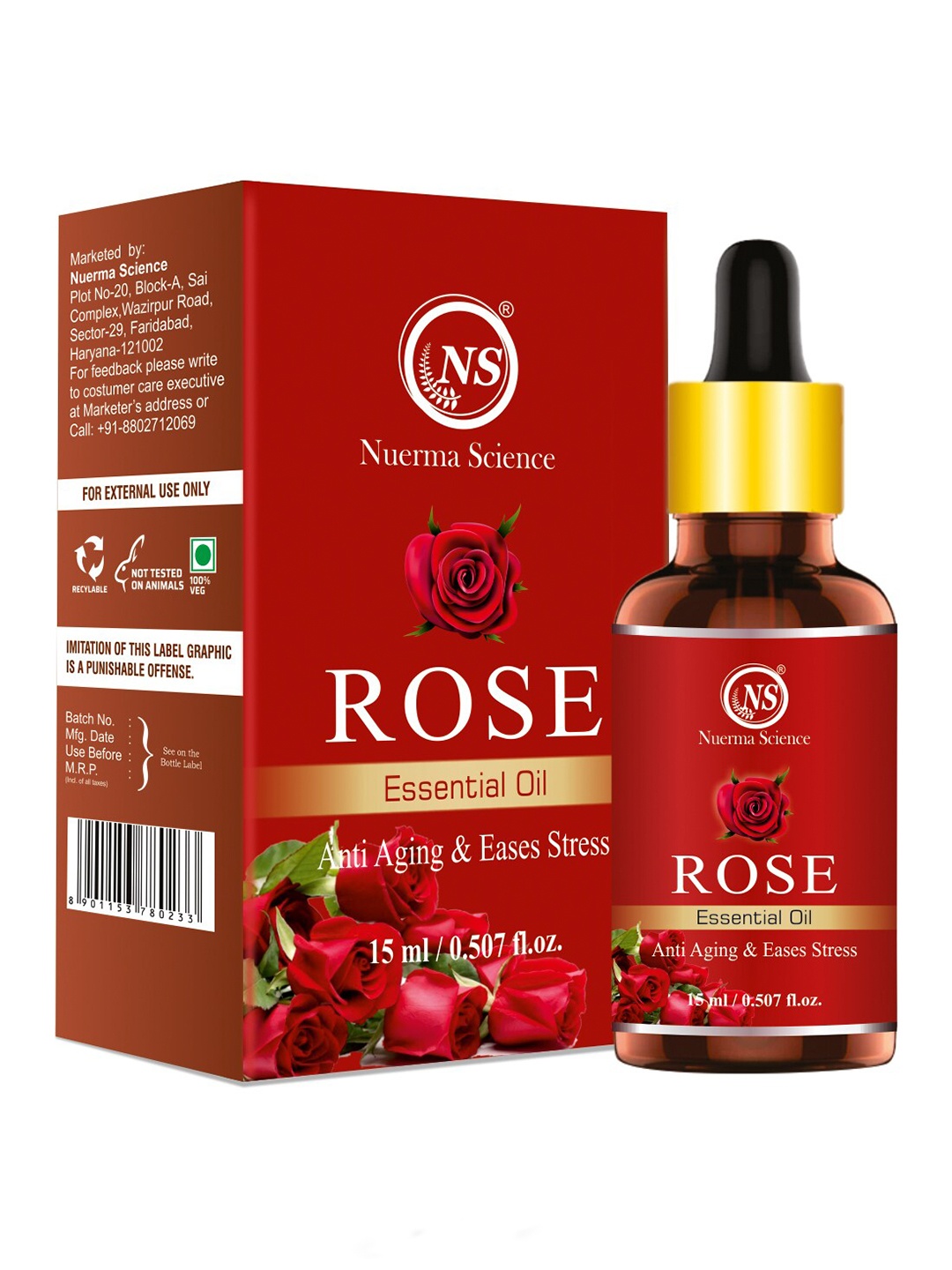 

Nuerma Science Rose Essential Oil - 15ml, Red