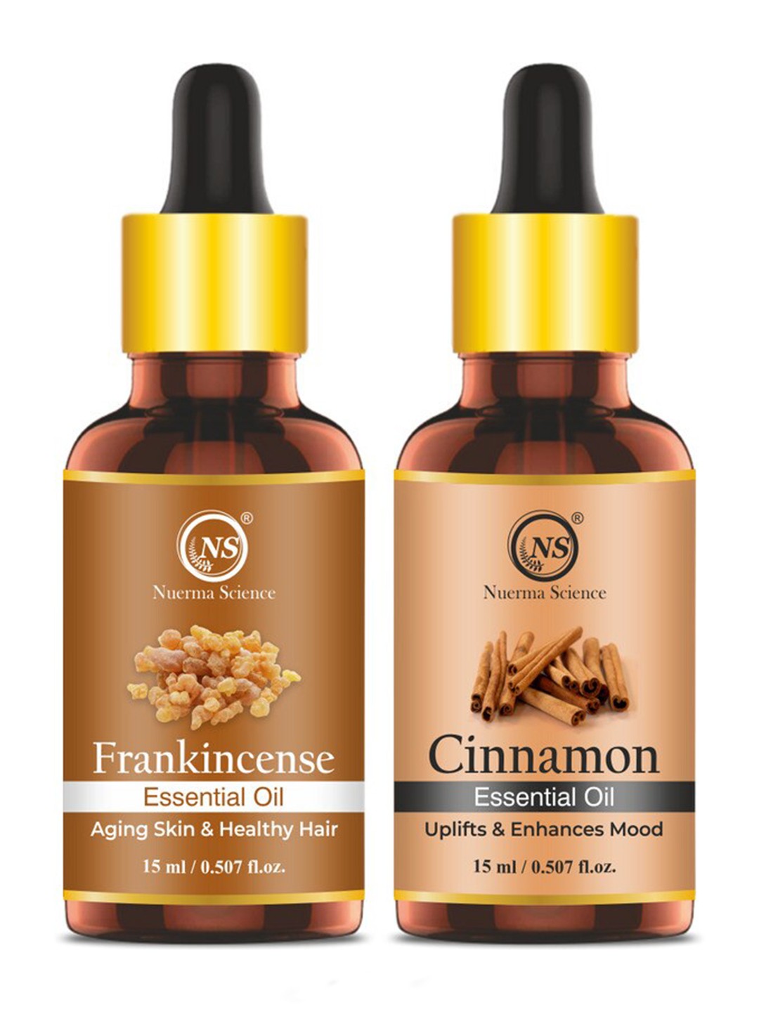 

Nuerma Science 2-Pcs Frankincense & Cinnamon Essential Oil - 15ml Each, Beige