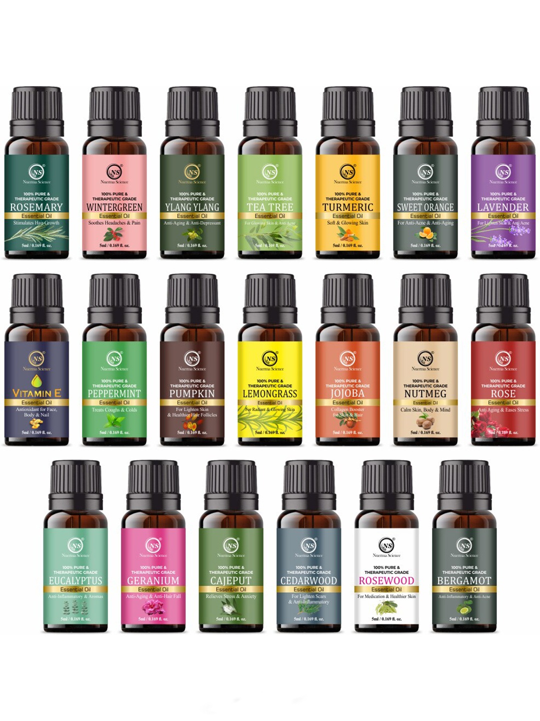 

Nuerma Science 20-Pcs Essential Oil For Skin & Hair - 15ml Each, Na