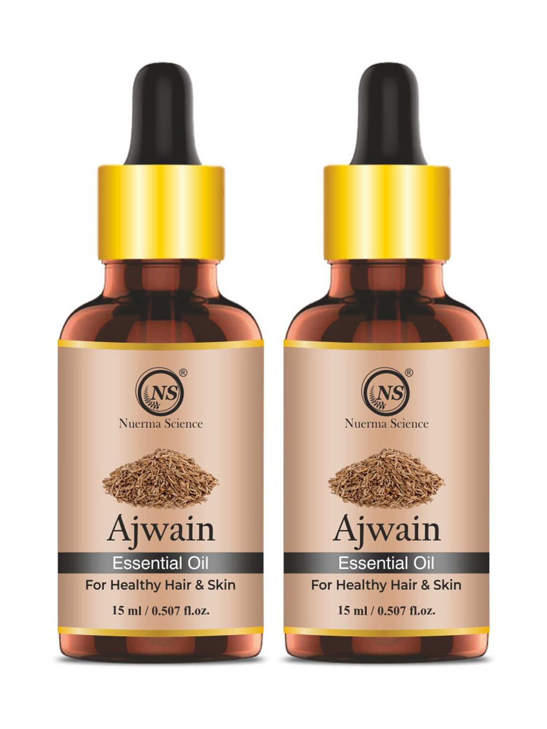 

Nuerma Science 2-Pcs Ajwain Essential Oil for Skin & Hair Care - 15ml Each, Beige