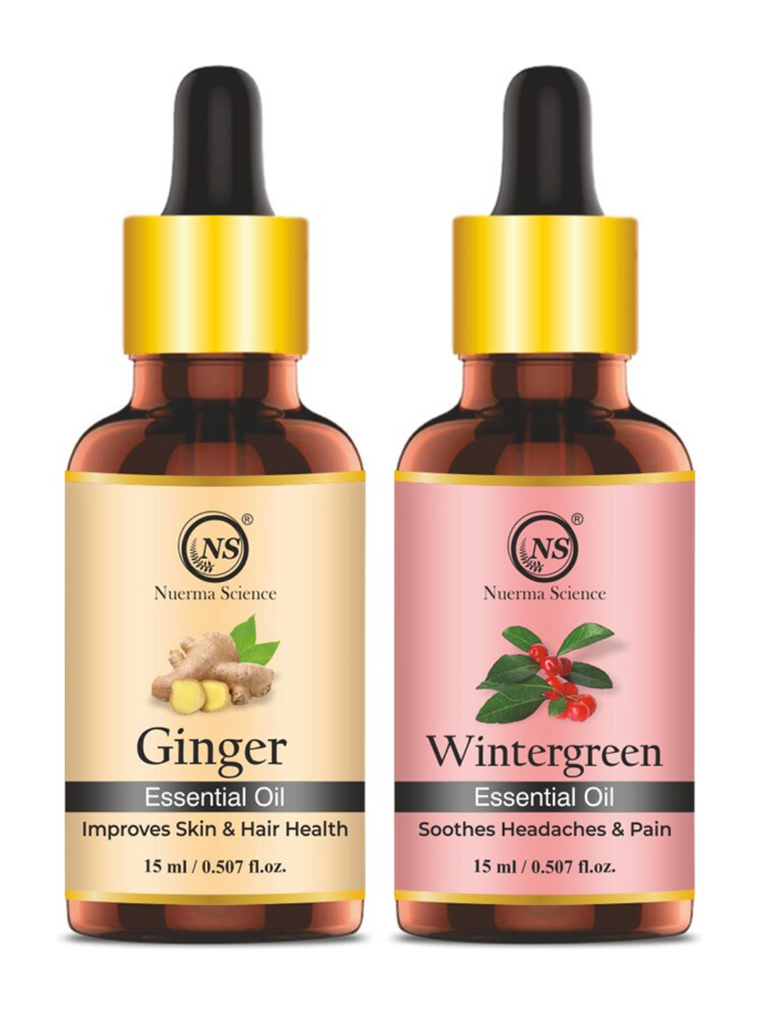 

Nuerma Science 2-Pcs Wintergreen & Ginger Essential Oil - 15ml Each, Na