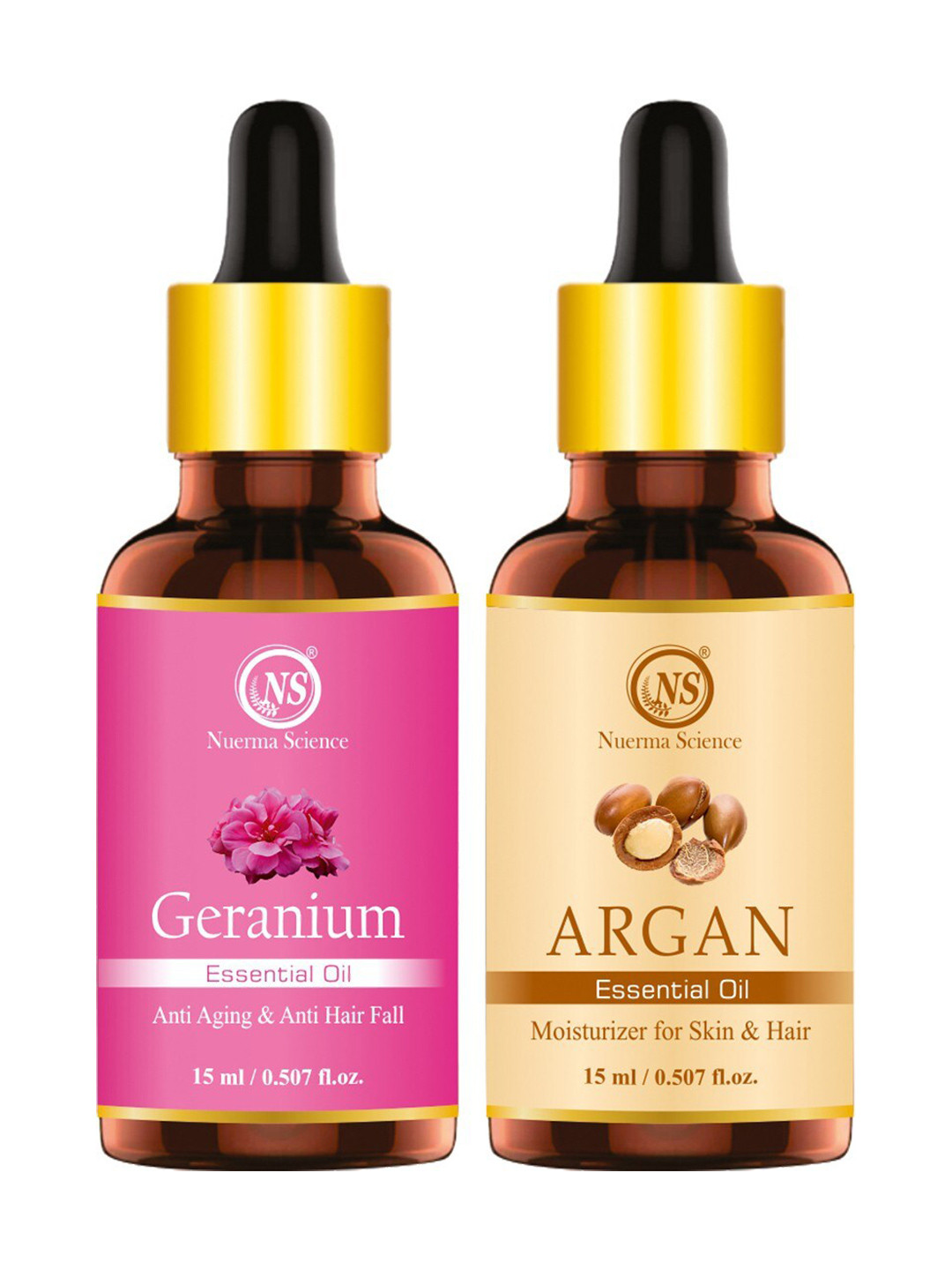 

Nuerma Science 2-Pcs Geranium & Argan Essential Oil - 15ml Each, Na